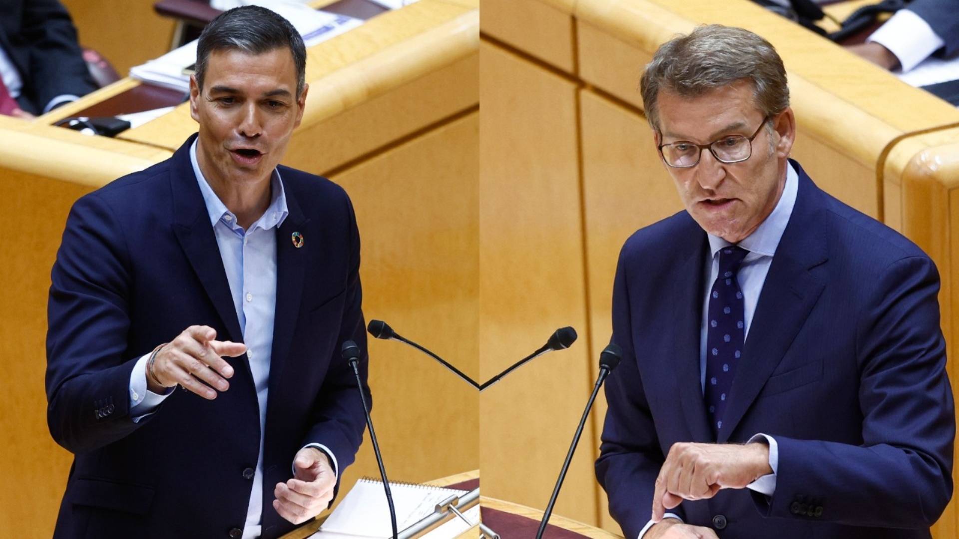 Sánchez y Feijóo en un debate reciente en el Senado