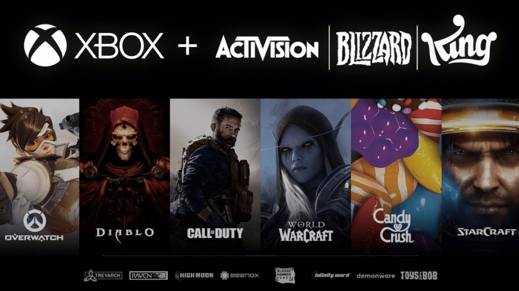 Logos de Microsoft y Activision Blizzard