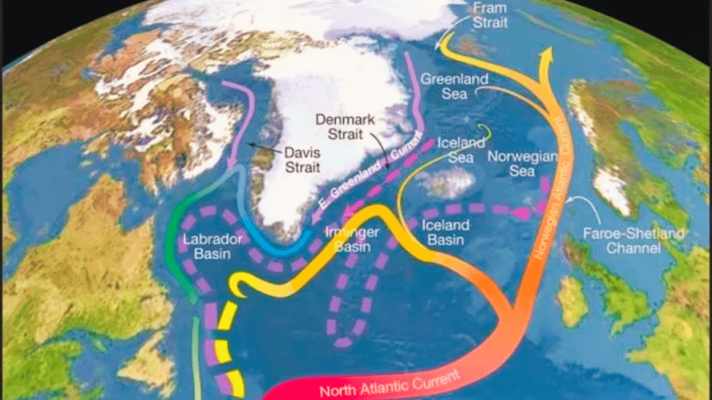 Mapa topográfico de los mares nórdicos