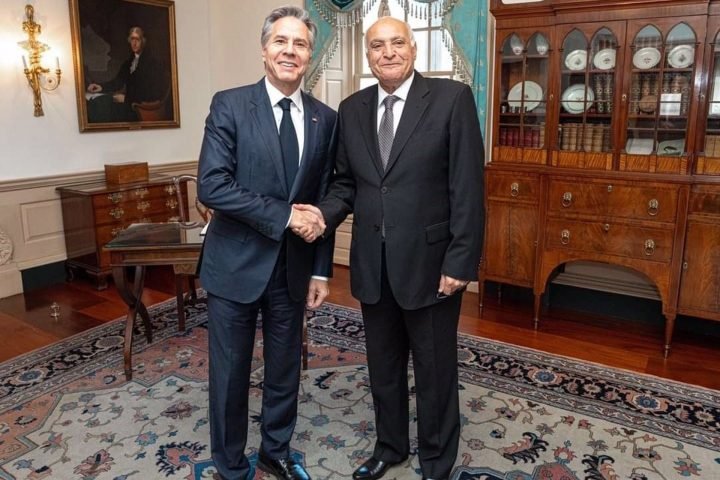El secretario de Estado de Estados Unidos, Antony Blinken, recibe al ministro de Exteriores de Argelia, Ahmed Attaf. | Fuente: E.P