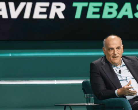 El presidente de LaLiga Javier Tebas durante la entrevista en Movistar+