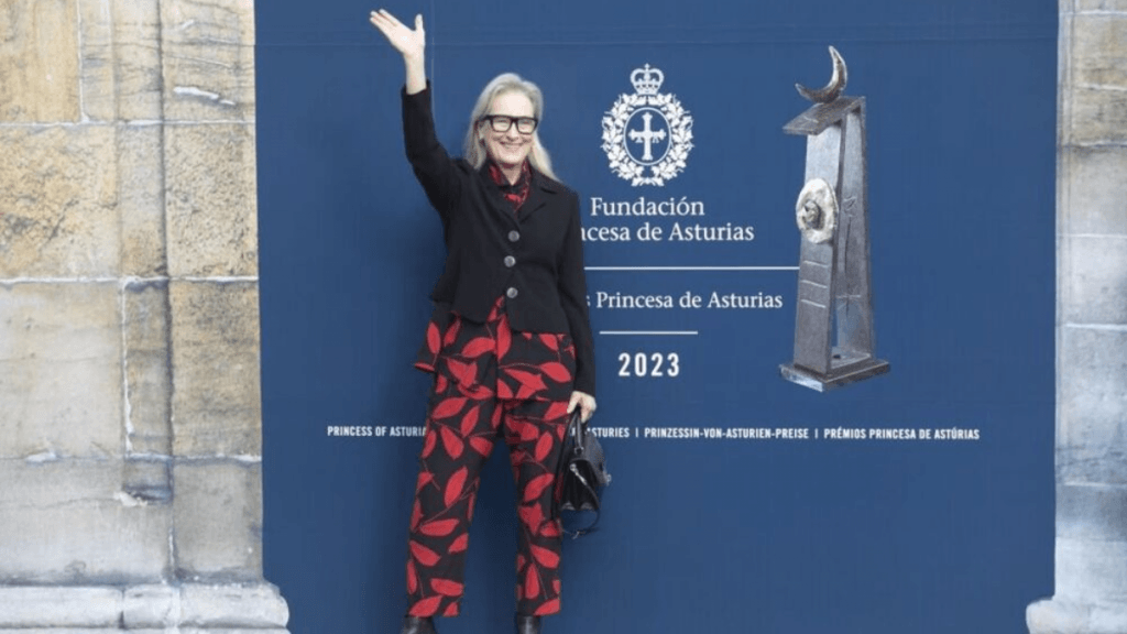 La actriz Meryl Streep durante su recibimiento oficial, en el hotel de la Reconquista en Oviedo este 18 de octubre