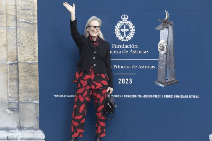La actriz Meryl Streep durante su recibimiento oficial, en el hotel de la Reconquista en Oviedo este 18 de octubre