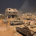Carros de combate del Ejército de Israel durante la ofensiva contra la Franja de Gaza