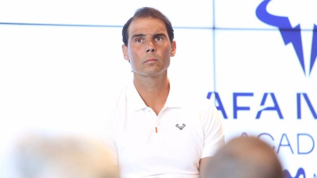 El tenista Rafael Nadal durante una rueda de prensa