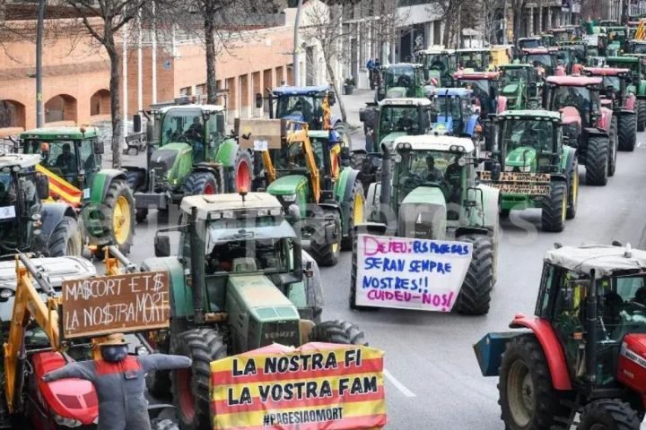 Tractores bloqueando la carretera: | Fuente: Europa Press