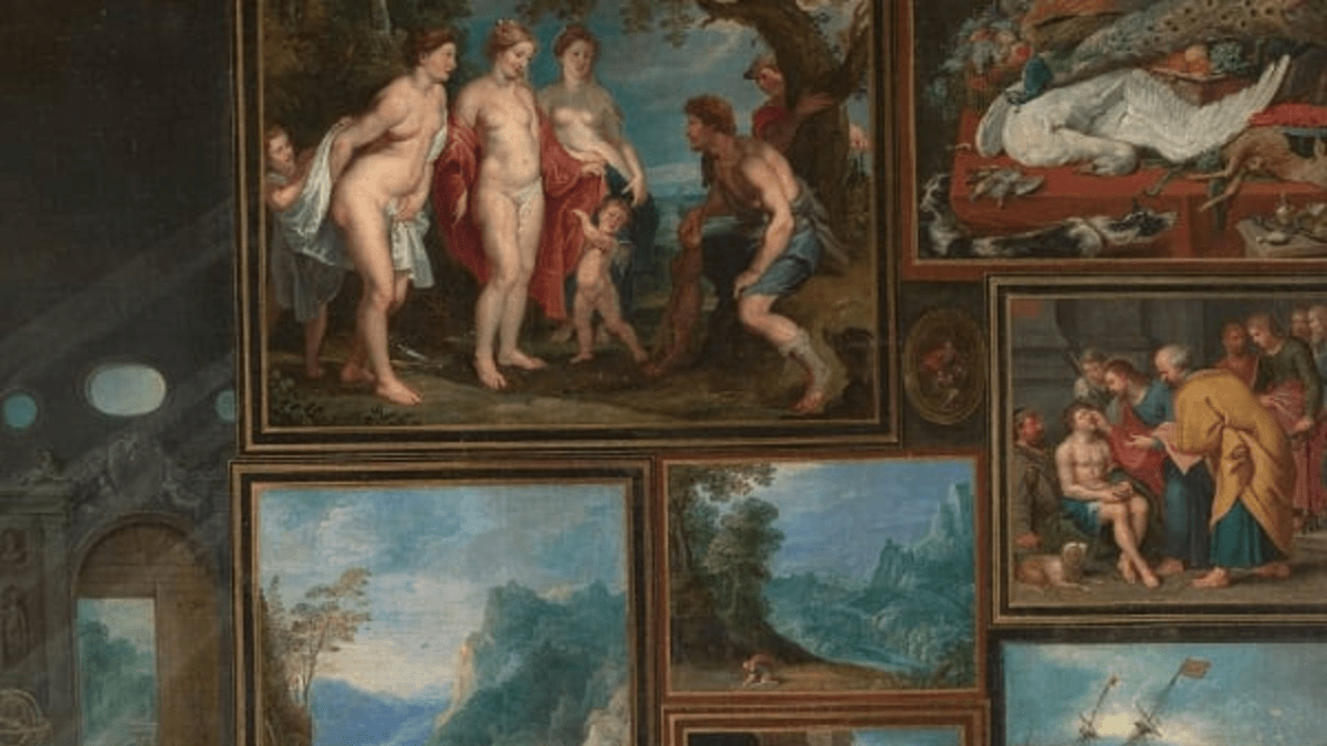 Detalle de La Vista y el Olfato. Hendrick van Balen, Jan Brueghel el Joven, Frans Francken II, Sebastian Vrancx y otros | Fuente: Museo del Prado