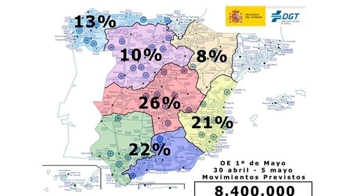 Mapa de desplazamientos | Fuente: DGT