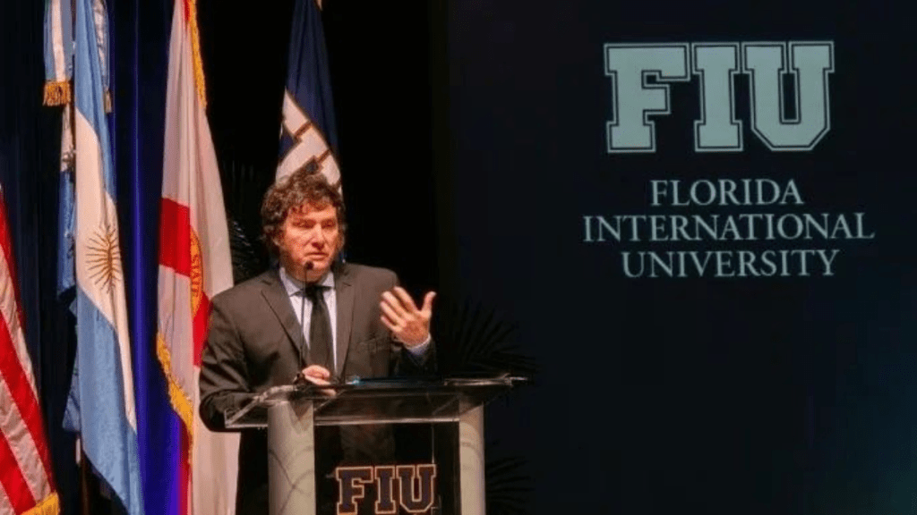 Javier Milei, durante su intervención sobre el dengue en MIami Fuente: @nachomartinfilm argentina