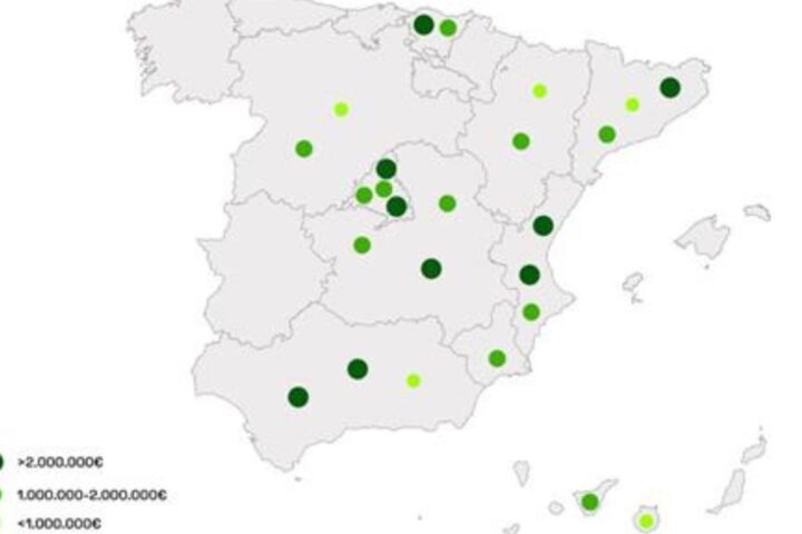 Mapa de ayudas de la cadena de valor innovadora y de conocimiento del hidrógeno renovable. | Fuente: Gobierno de España