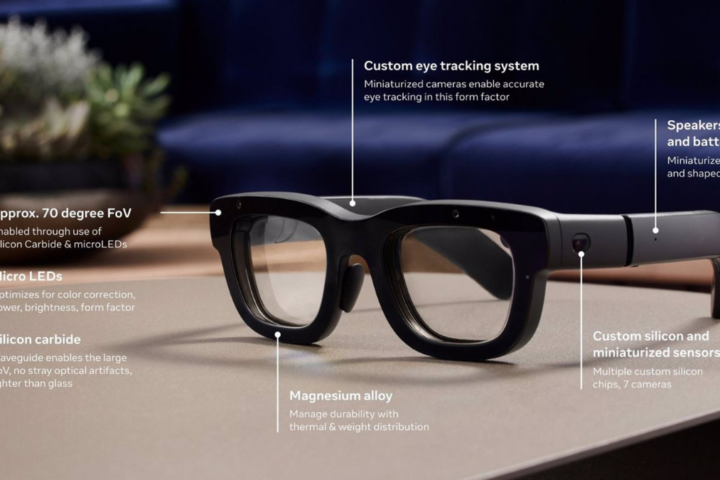 El nuevo prototipo de gafas de realidad aumentada de Meta, Orion. - META