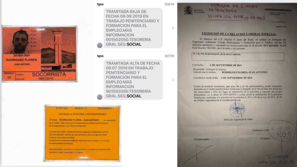 Documentos que acreditan que Juan Antonio Flores estaba contratado como socorrista y fue despedido estando en coma. /FI