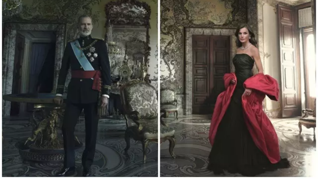 El retrato de los Reyes realizado por la fotógrafa estadounidense Annie Leibovitz es un díptico que destaca el lado más regio de Felipe VI y el más glamouroso de Doña Letizia