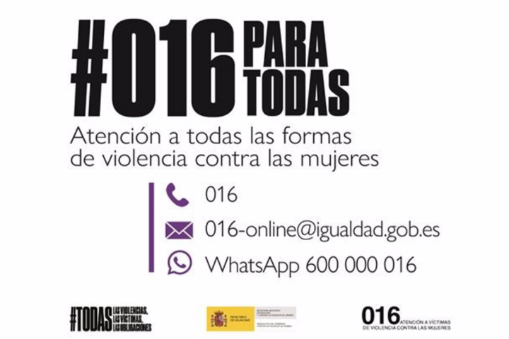 Violencia - Cartel del 016 - MINSITERIO DE IGUALDAD