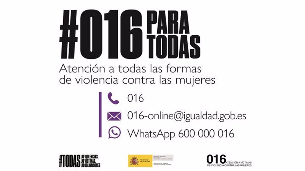 Violencia - Cartel del 016 - MINSITERIO DE IGUALDAD