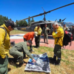 Efectivos del cuerpo de bomberos intervienen en el incendio de la Patagonia