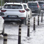 Bolsa de agua en el entorno de la estación intermodal de Santiago galicia lluvias lluvia