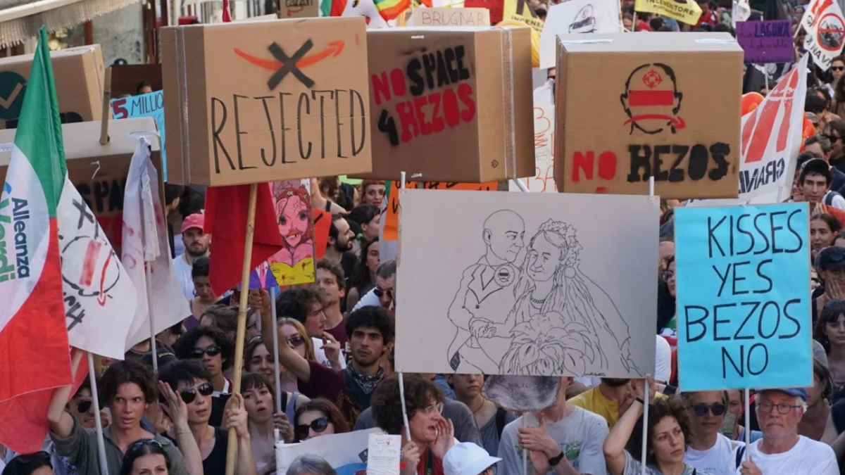 La boda de Bezos y Sánchez, marcada por una oleada de protestas en Venecia